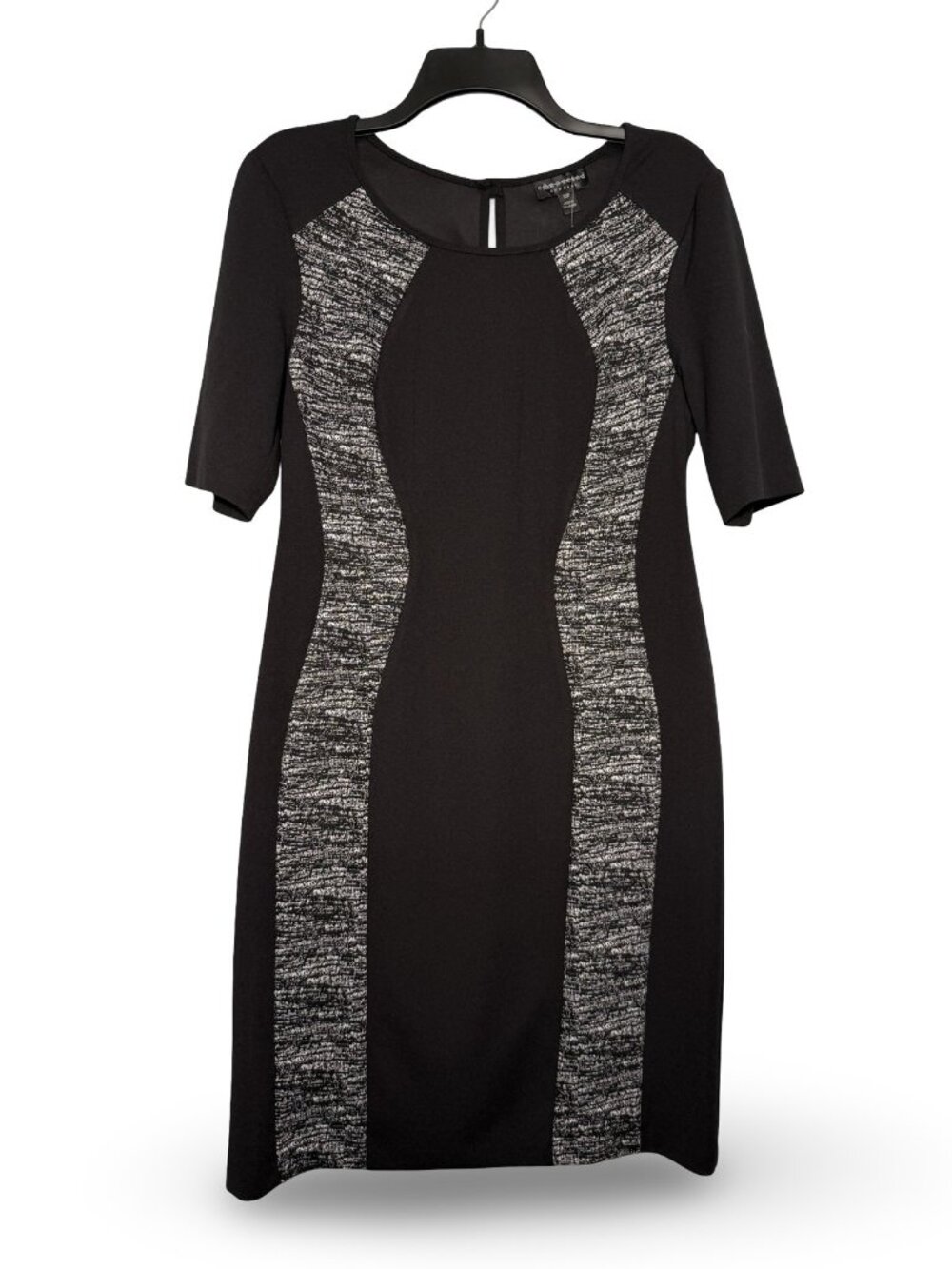 Connected Apparel Black Colorblock Sheath Dress Size 10P Knit Office Party Chic